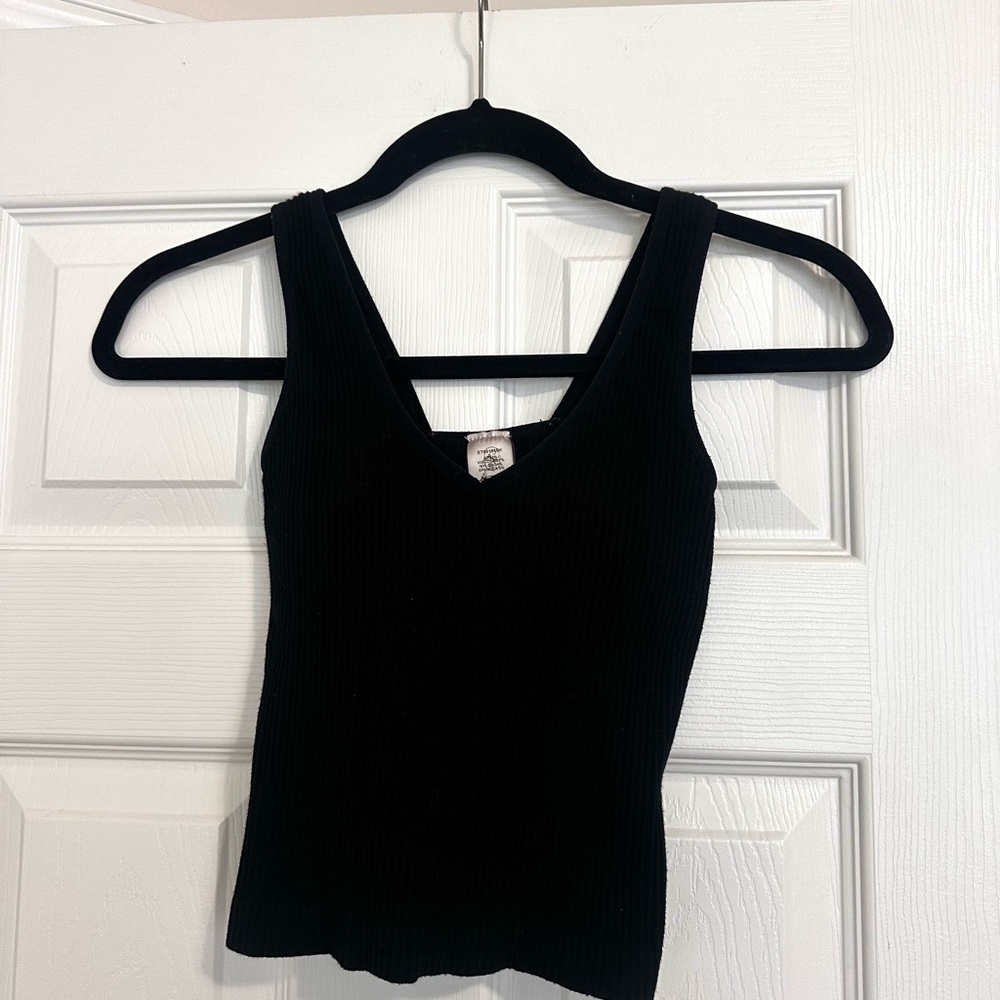 Altar’d State Black Ribbed Women's Top